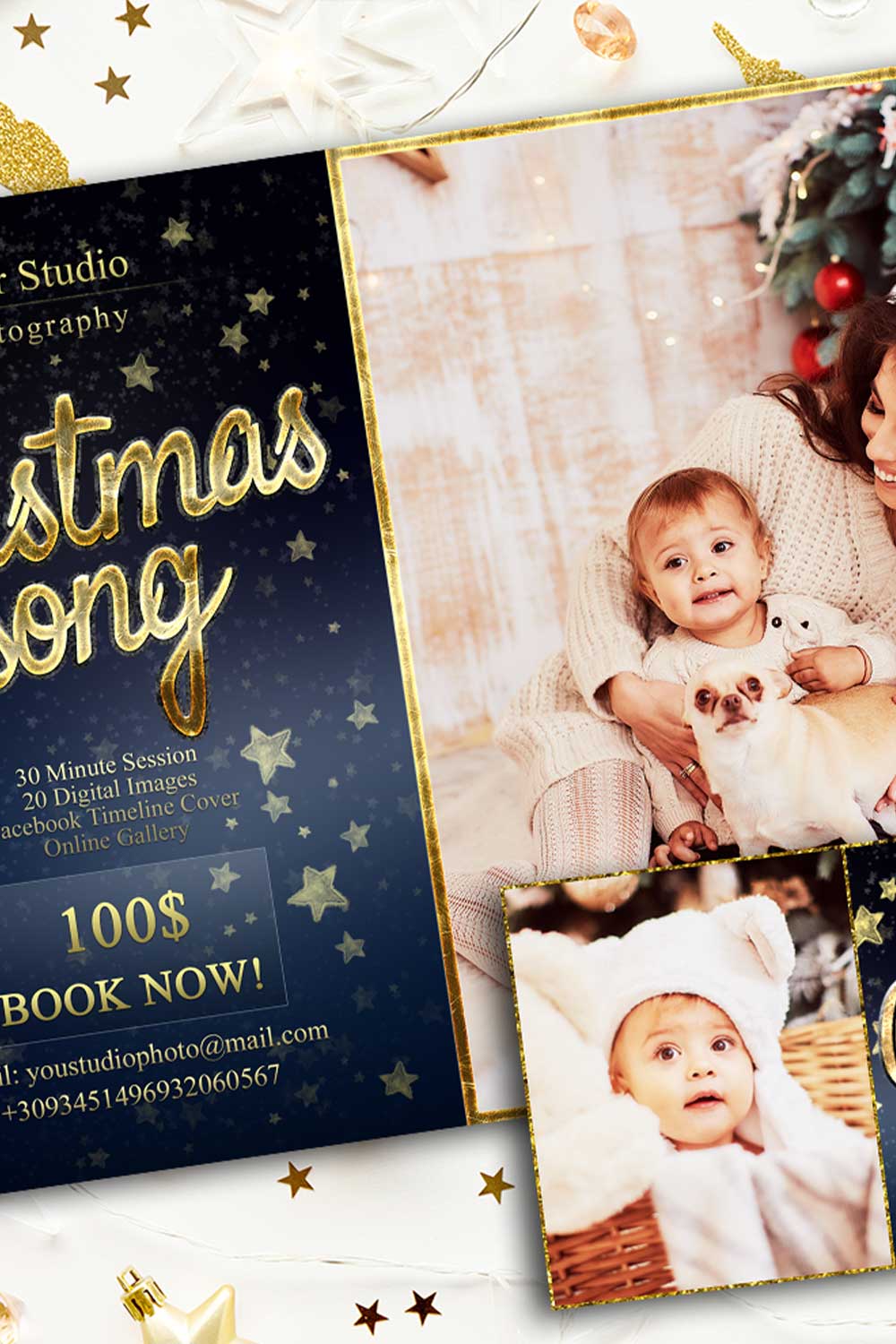 Christmas Mini Session Instagram And Facebook Template Pinterest Image.