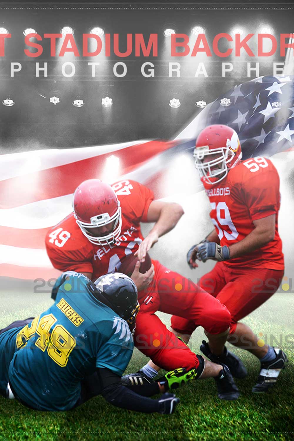 Stylish Football Backdrop Sports Digital Photoshop Overlay Pinterest Image.