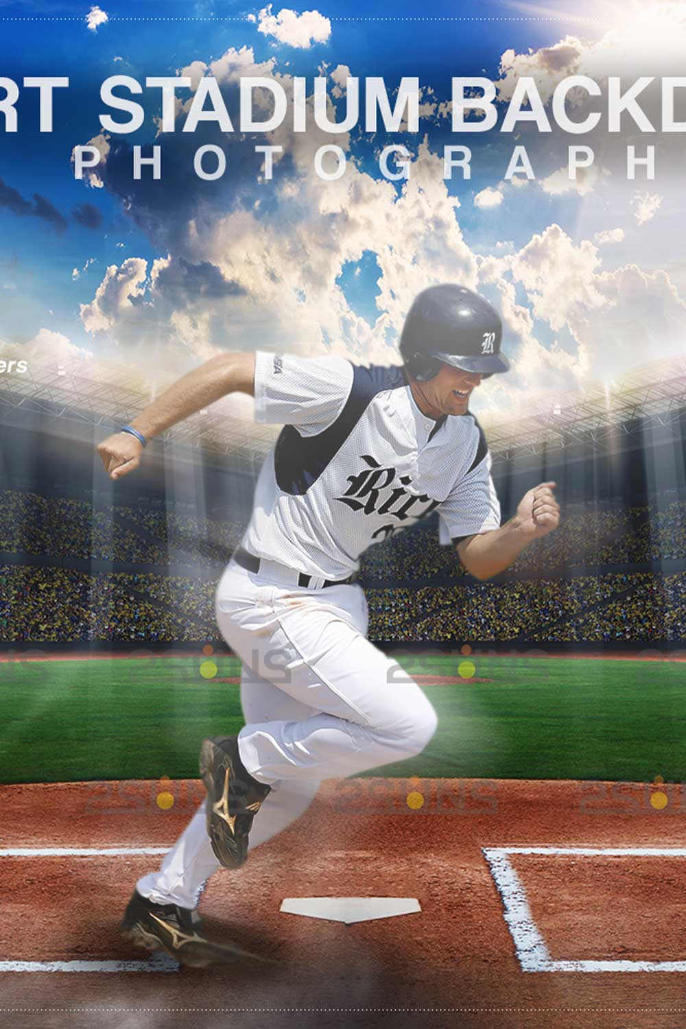 Beautiful Baseball Backdrop Sports Digital Overlay Pinterest Image.