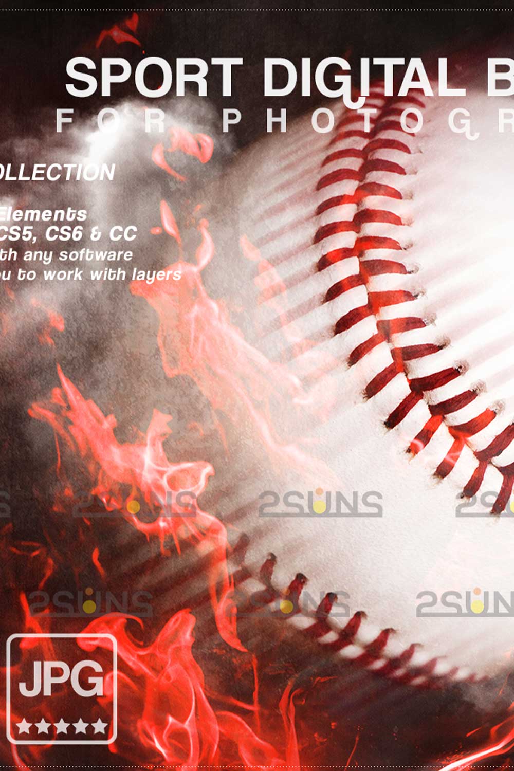 Baseball Fire And Dust Backdrop Sports Digital Photoshop Overlay Pinterest Image.