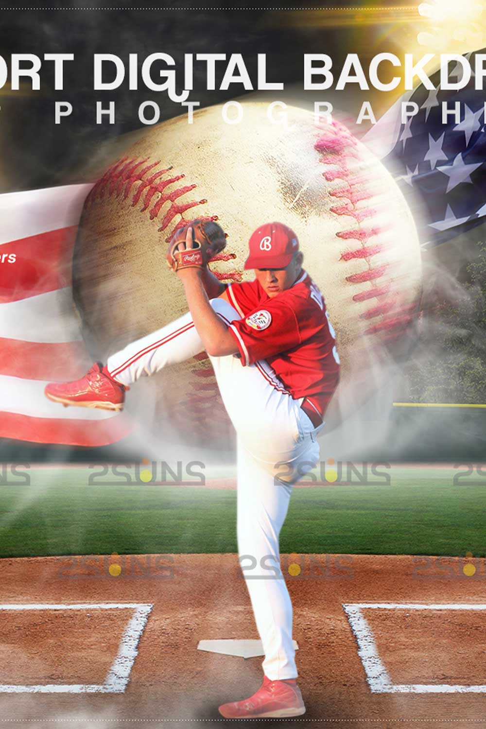 Baseball American Flag Backdrop Sports Digital Photoshop Overlay Pinterest Image.