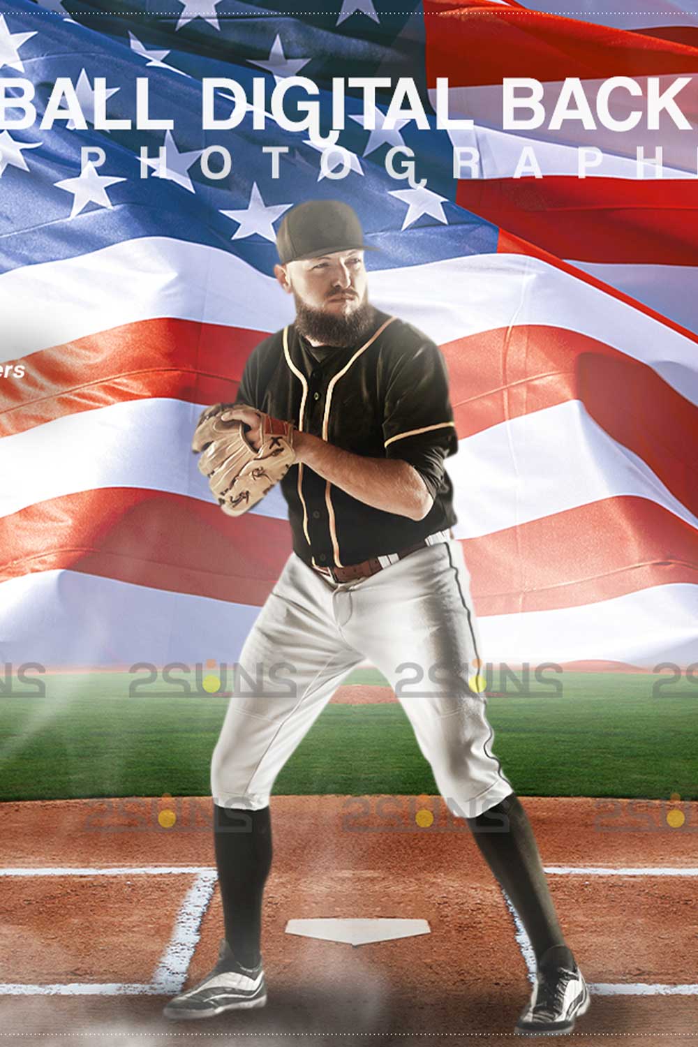 Baseball USA Flag Backdrop Sports Digital Photo Background Pinterest Image.