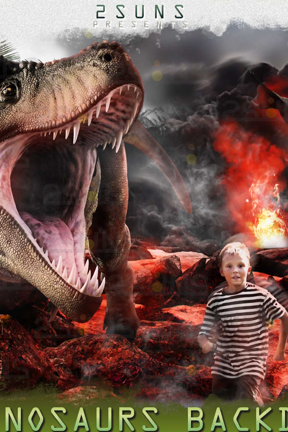 Dinosaur Backdrop And Tyrannosaurus Rex Overlays Pinterest Image.