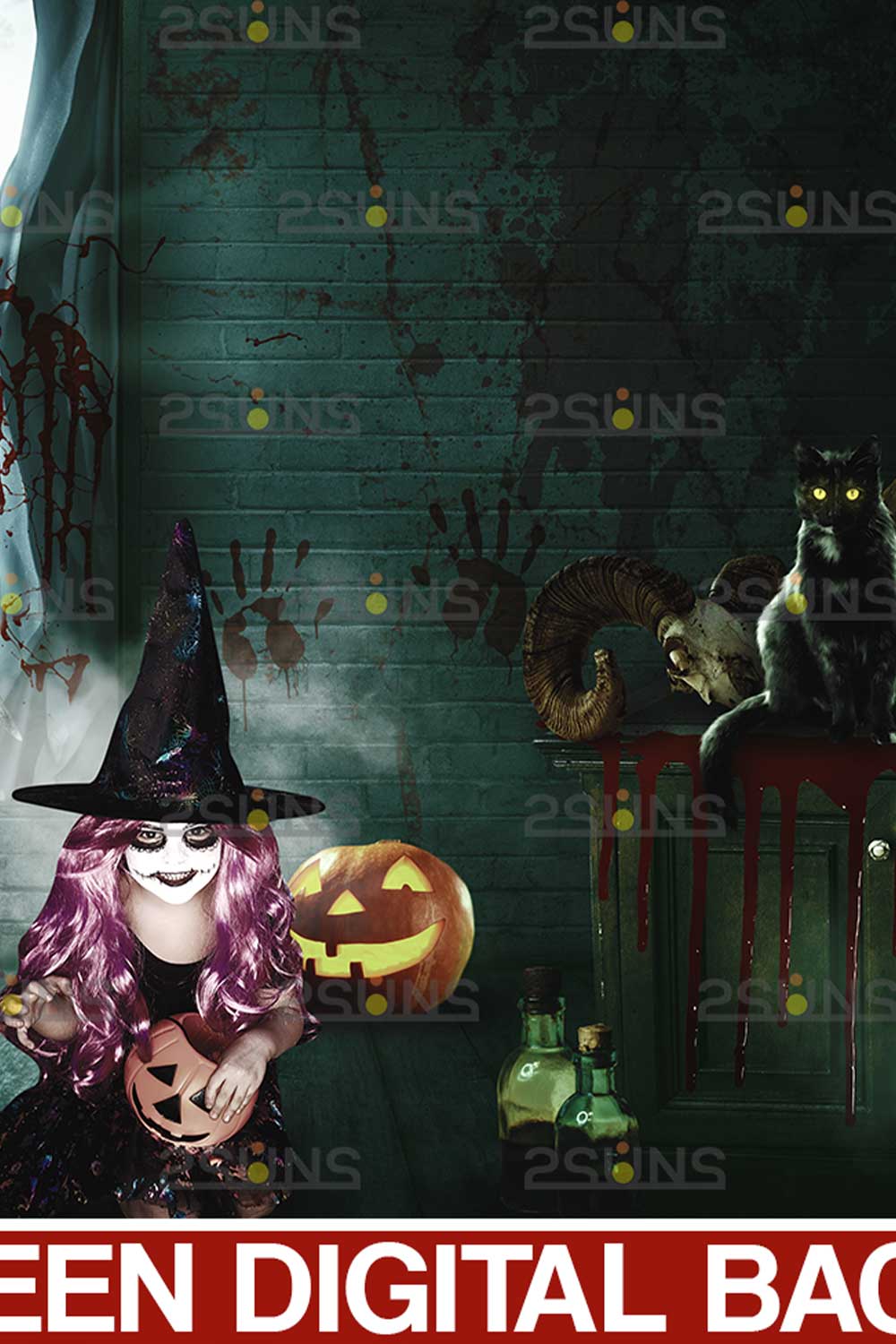 Halloween Ghost Overlay Backdrop Pinterest Image.
