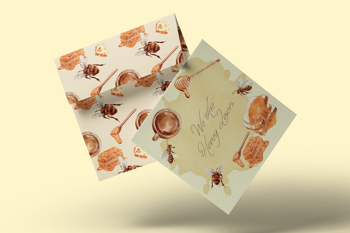 Honey wreaths mockup on postcard.