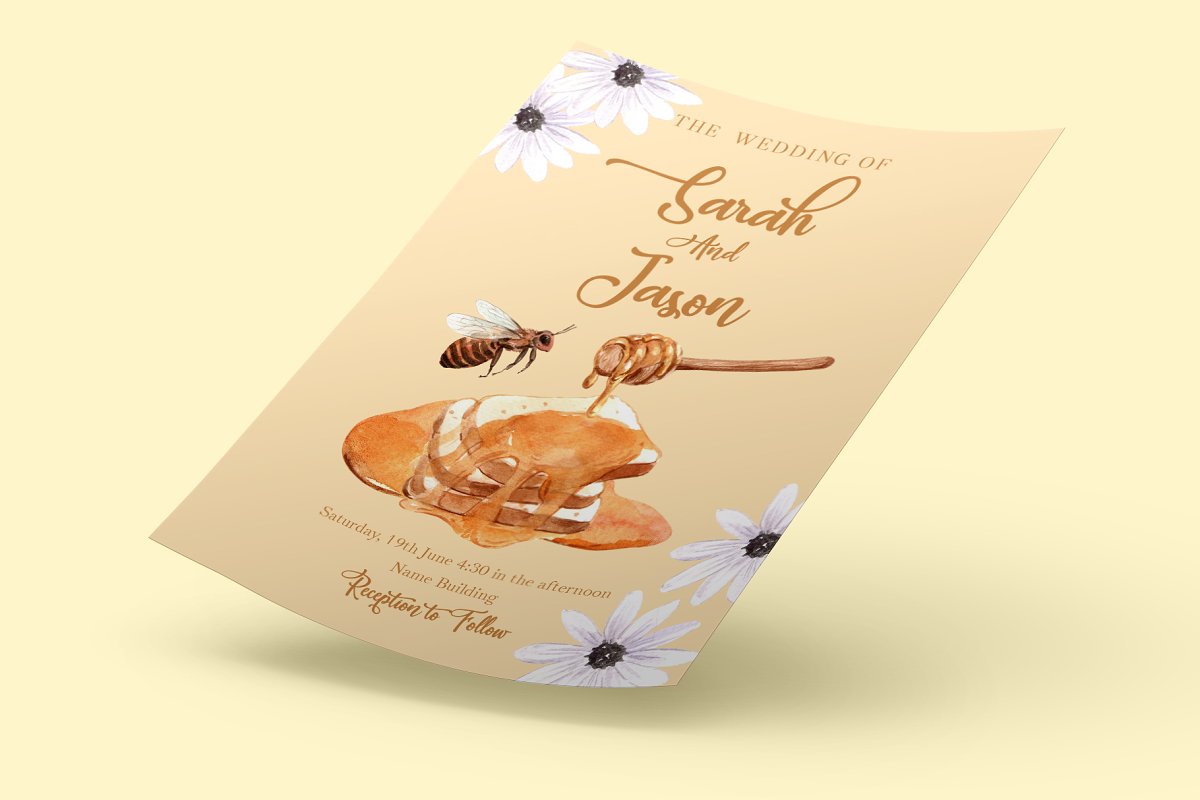 Honey wedding card mockup.