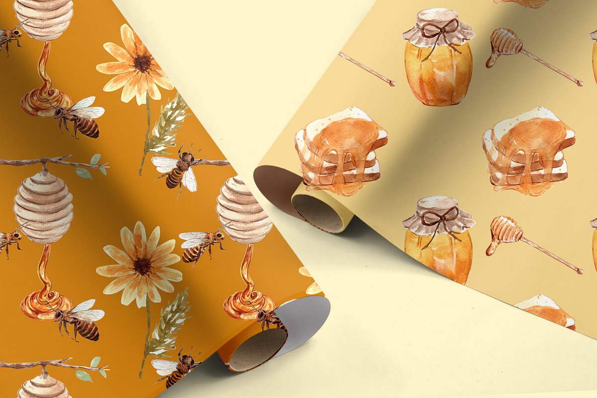 Honey pattern mockup.