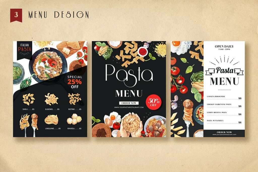 Pasta Recipe and Dishes Watercolor – MasterBundles