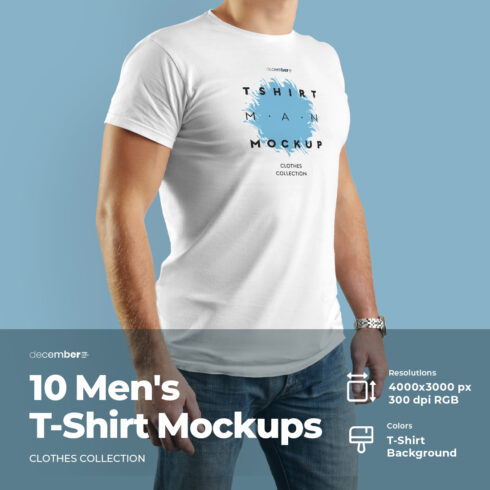 10 T-Shirts Men Mockups cover image.