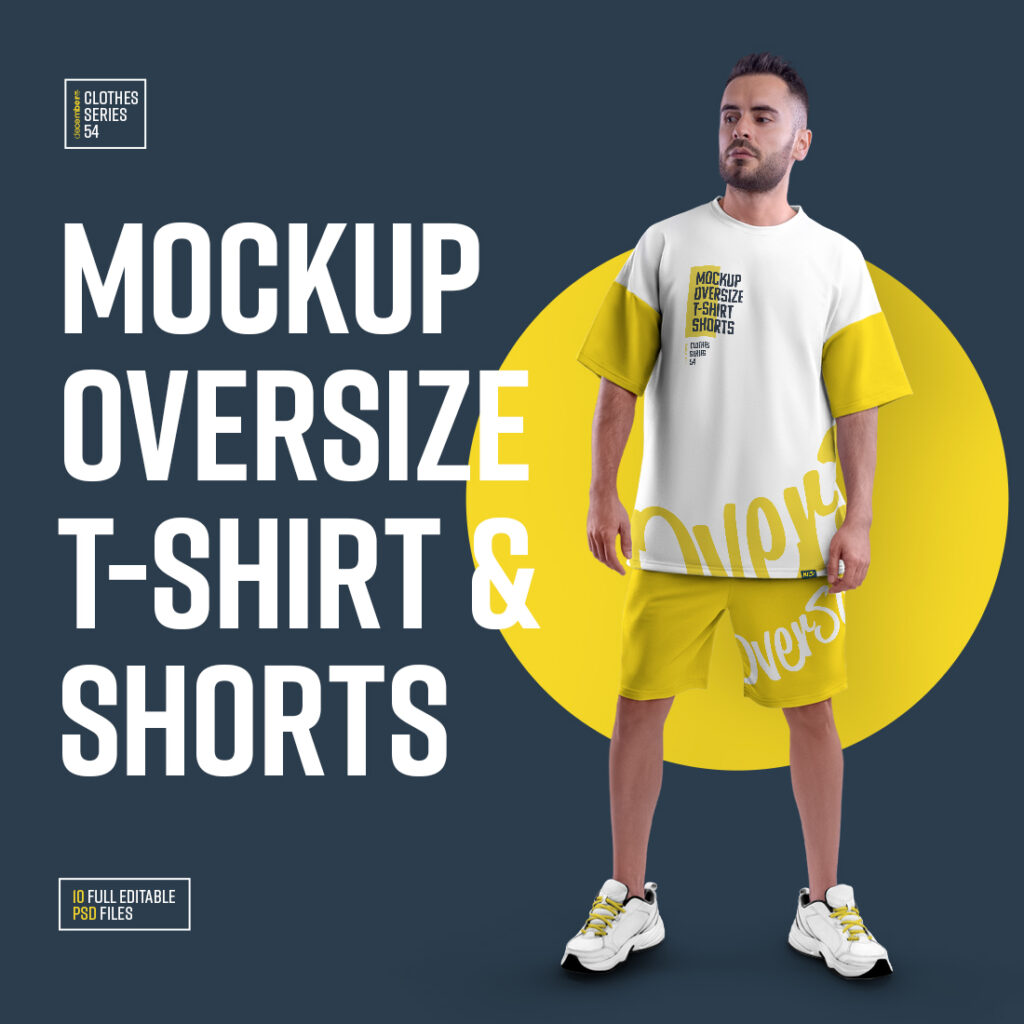 10 Mockups Oversize T-shirt and Shorts Kit - MasterBundles