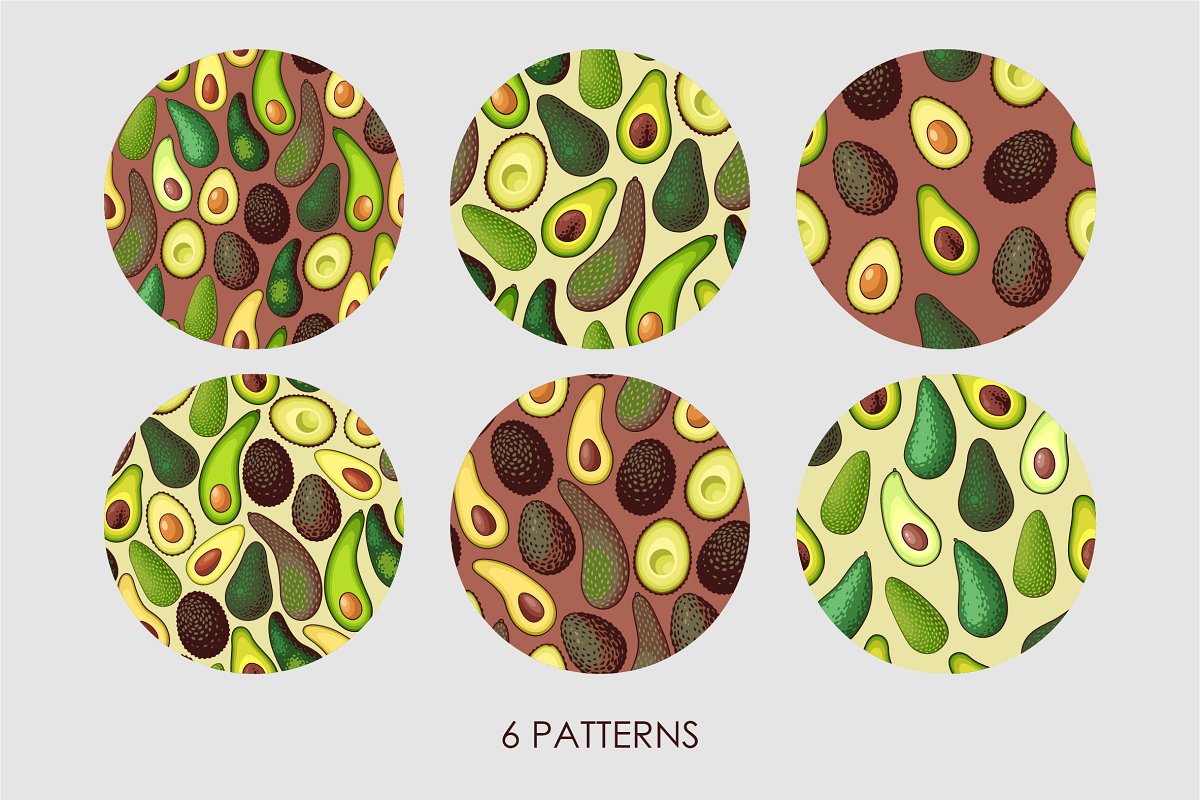 You will get 6 avocado patterns.