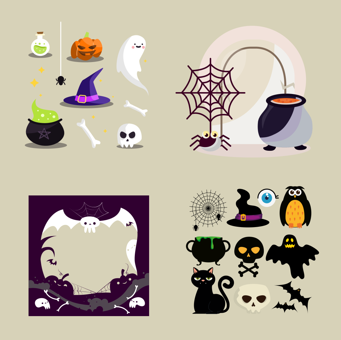 Collection of halloween themed items.