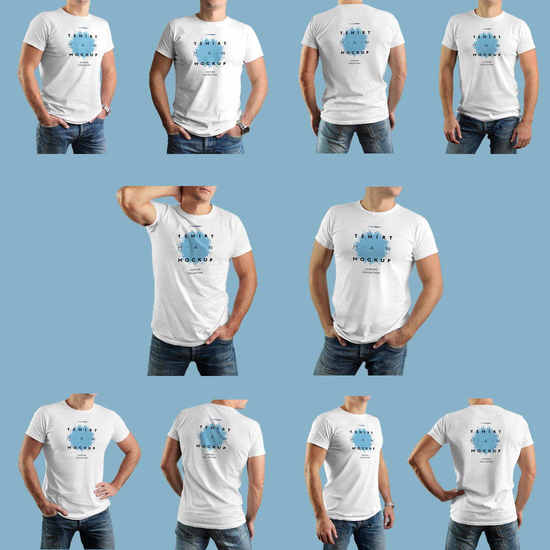 10 T-Shirts Men Mockups previews.