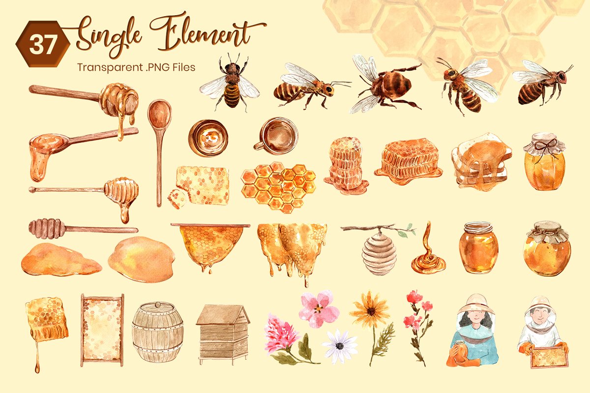 You will get 37 single honey elements.