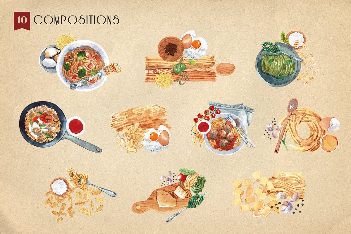 You will get 10 pasta compositions.
