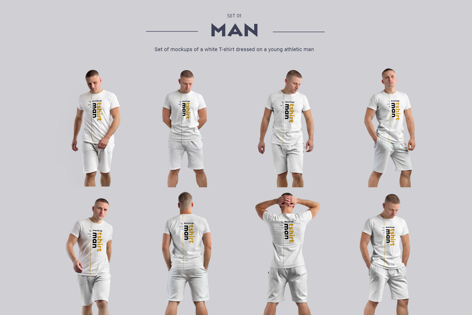 24 MockUps Man T-Shirt Examples.
