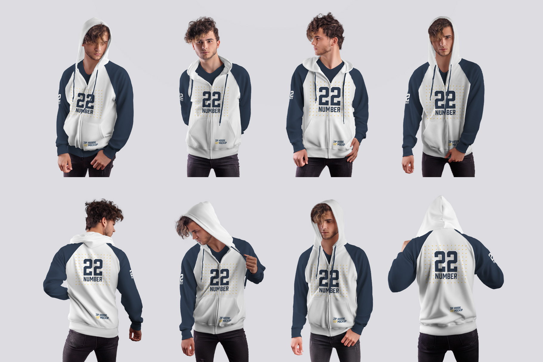 24 Zip Hoodie Mockup Collection #5 Model Example.