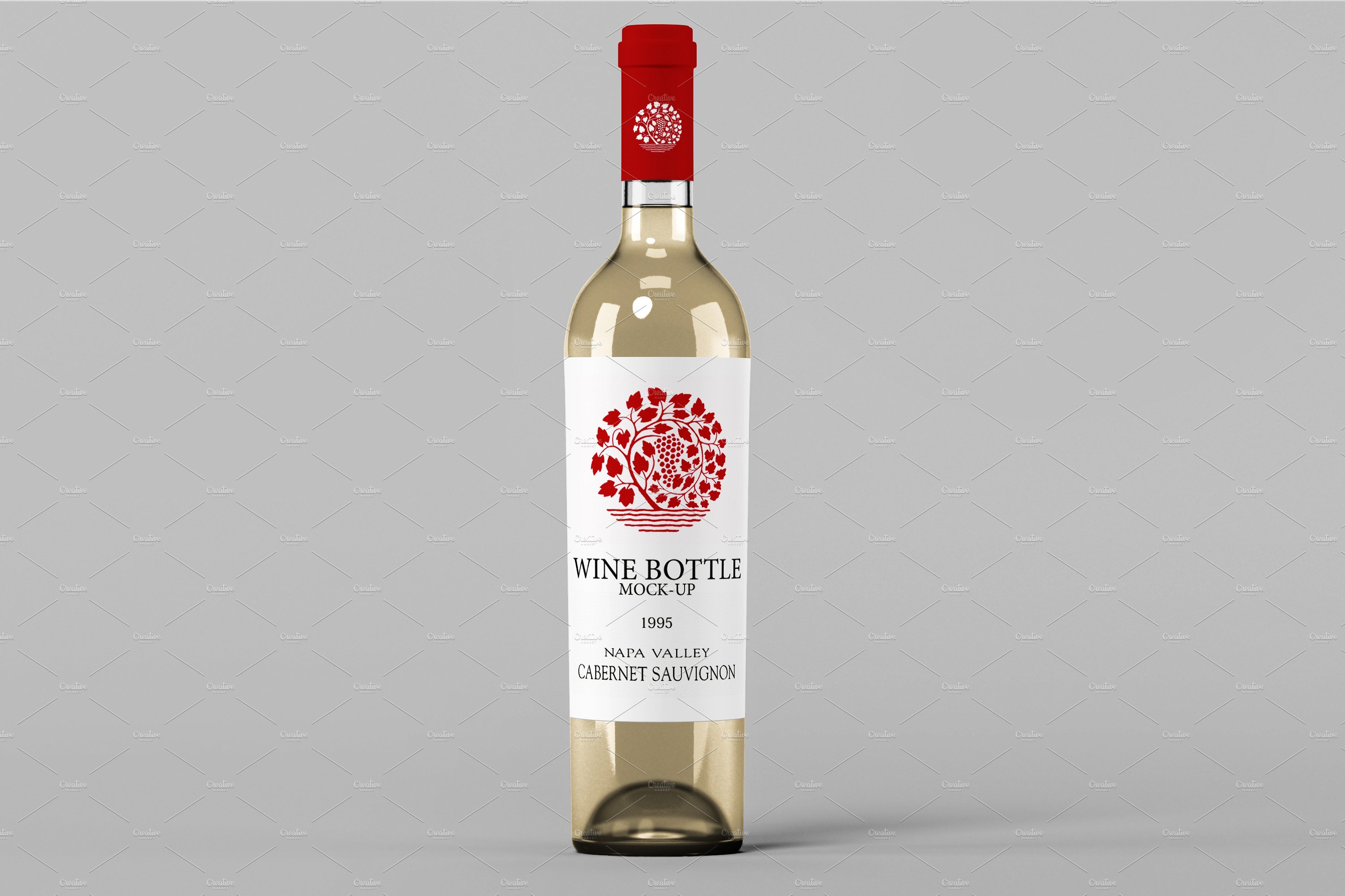 Dry white wine with a red flower label.