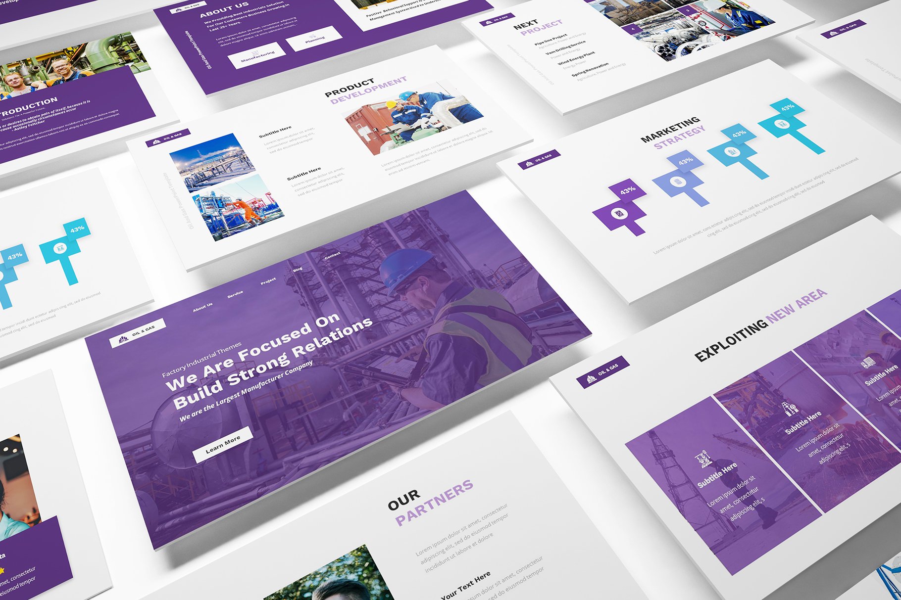Lilac template with own infographics and diagrams.