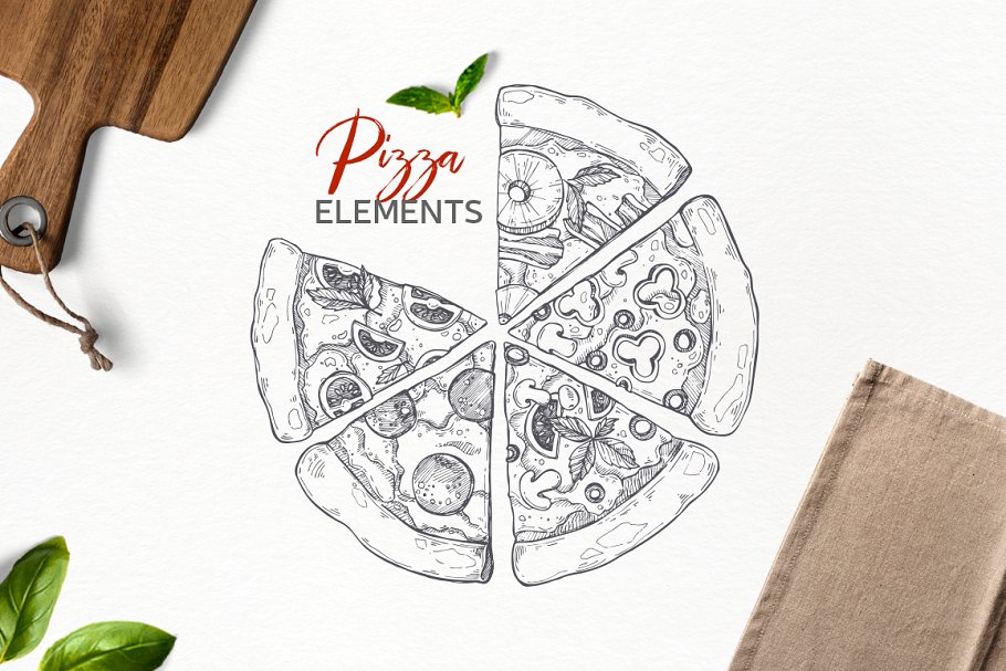 Pizza elements.