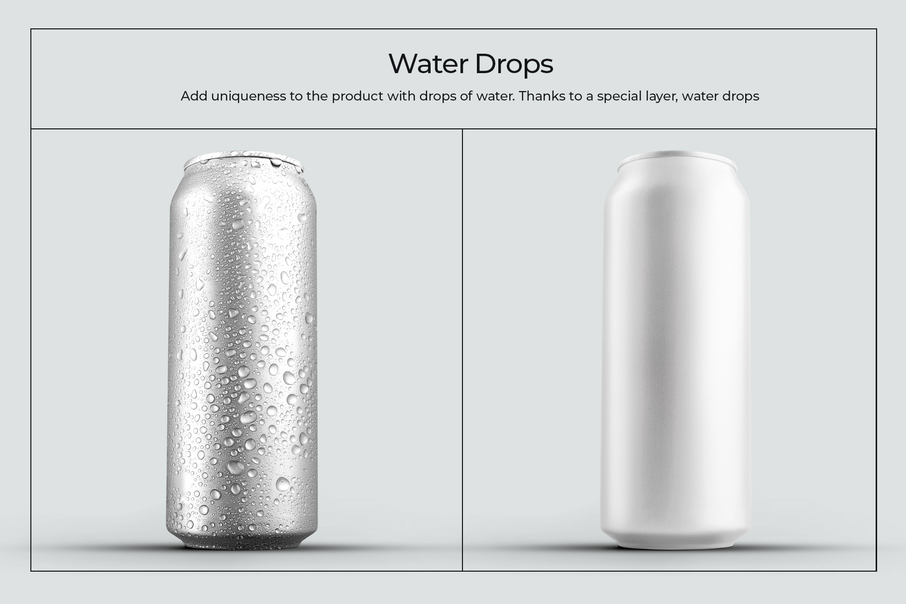 Mockup Aluminium Can 500 ml With Water Drops