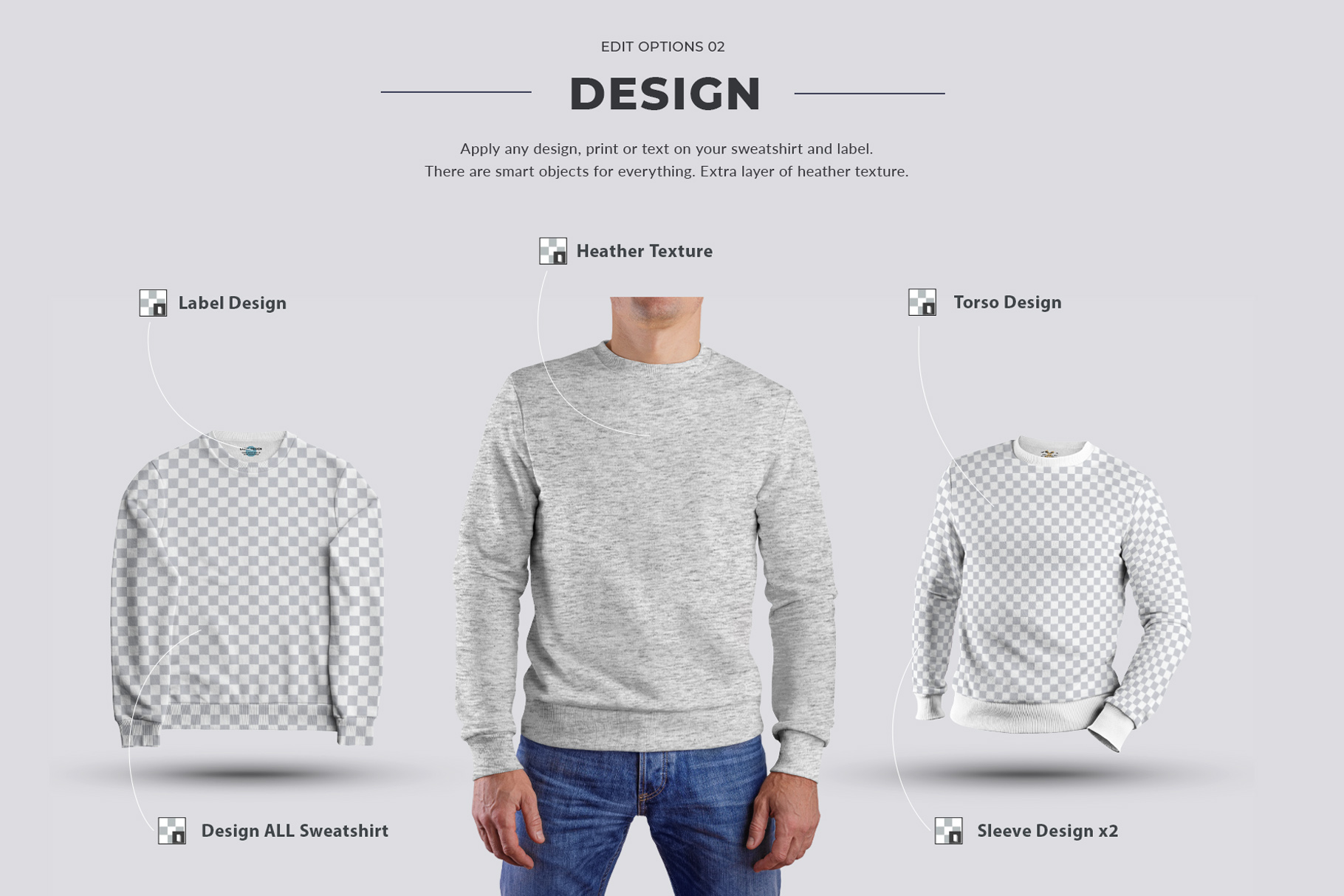 24 Mockup Men Sweatshirt On The Man 3D Style And Isolated Objects Design Example.