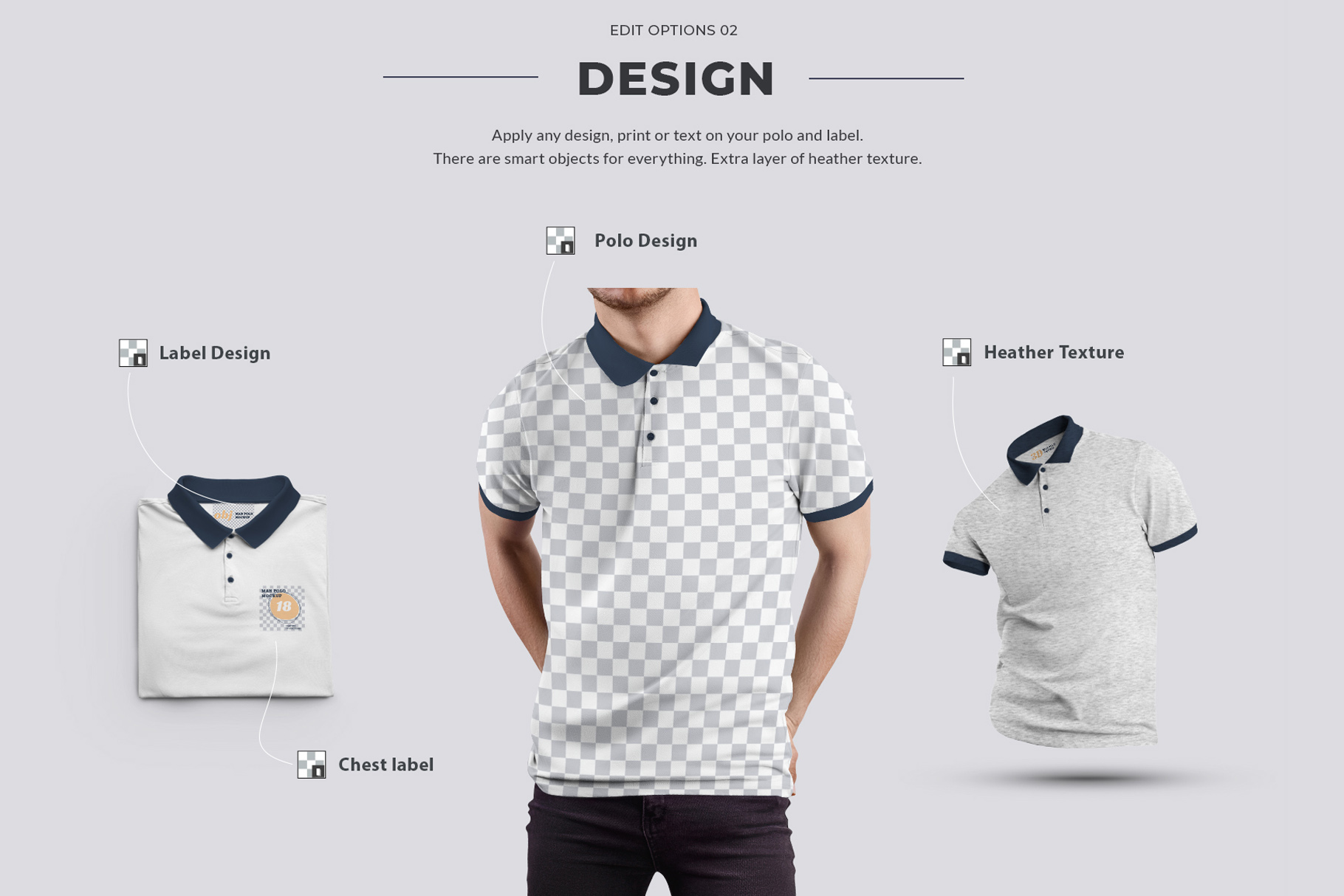 24 Mockups Polo On The Man 3D And Isolated Objects Grid Example.
