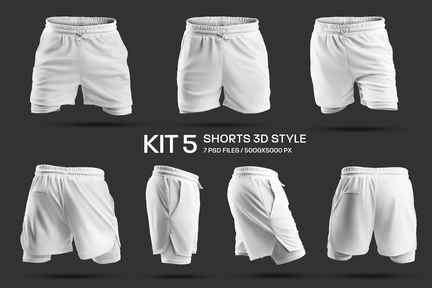 Big Bundle Sportswear Man Mockups White Shorts.