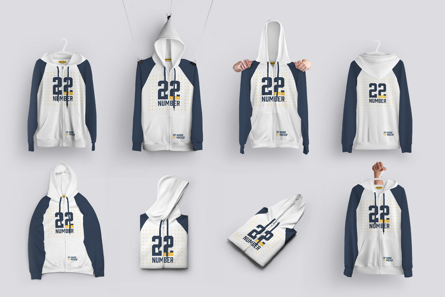 24 Zip Hoodie Mockup Collection #5 Isoleted Items Example.