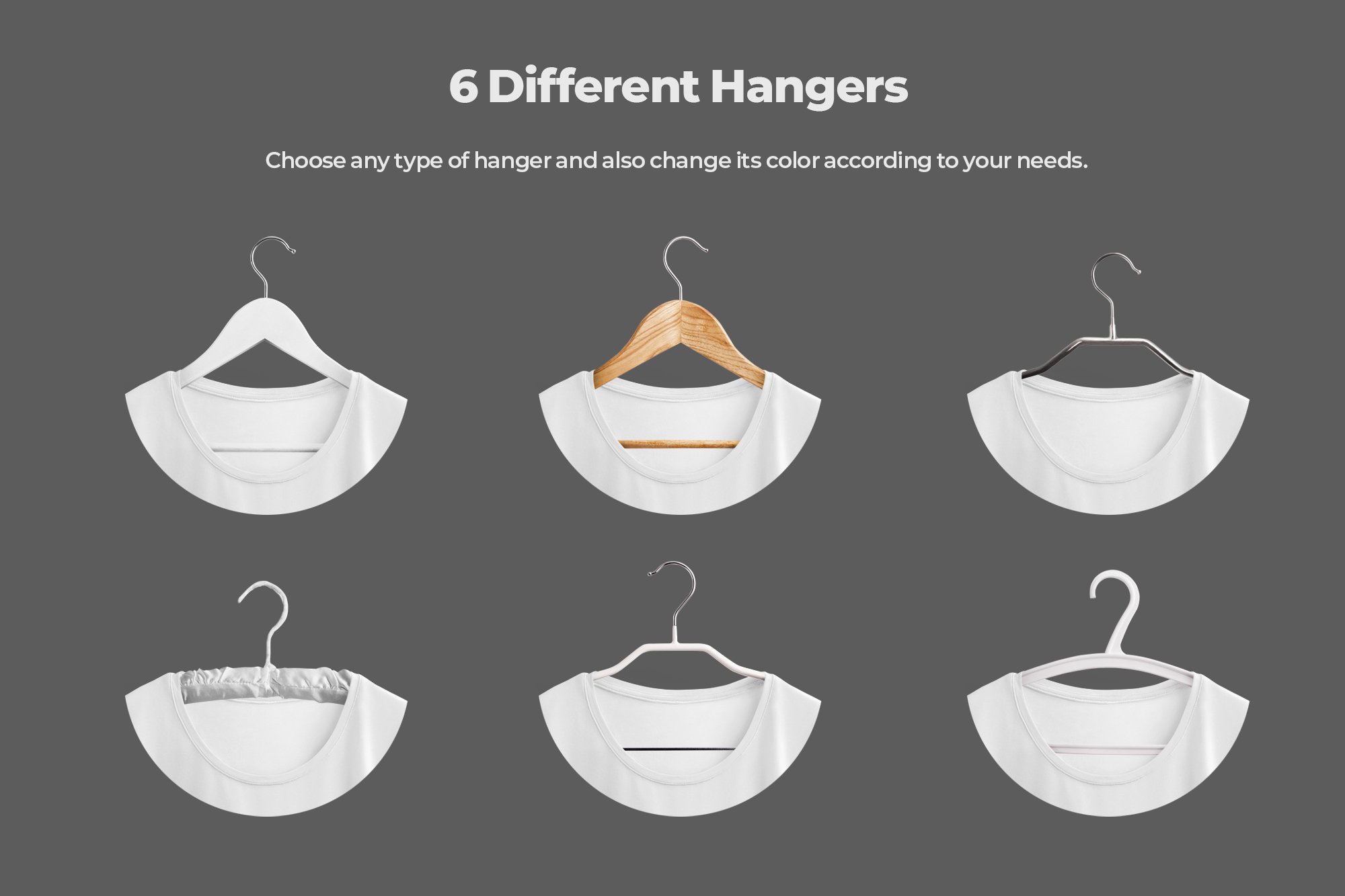 Set includes six different hangers.