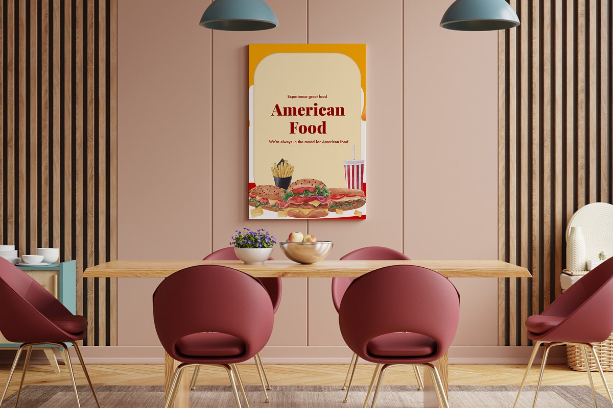 American food mockup for interior.