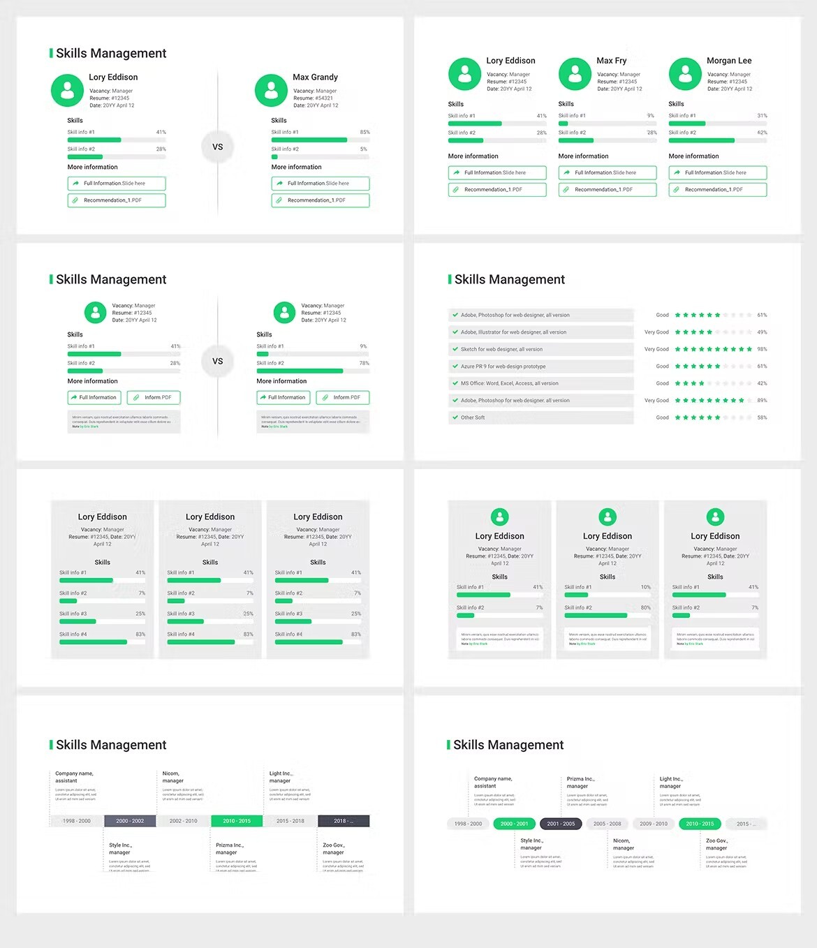 White template with green infographics.