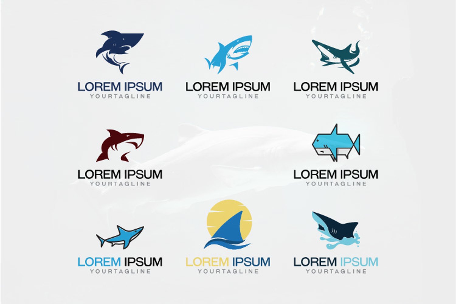 Cover image of 8 Shark Logo Template Set.