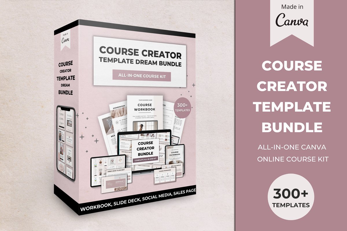 Cover image of Course Creator Canva Template Bundle.