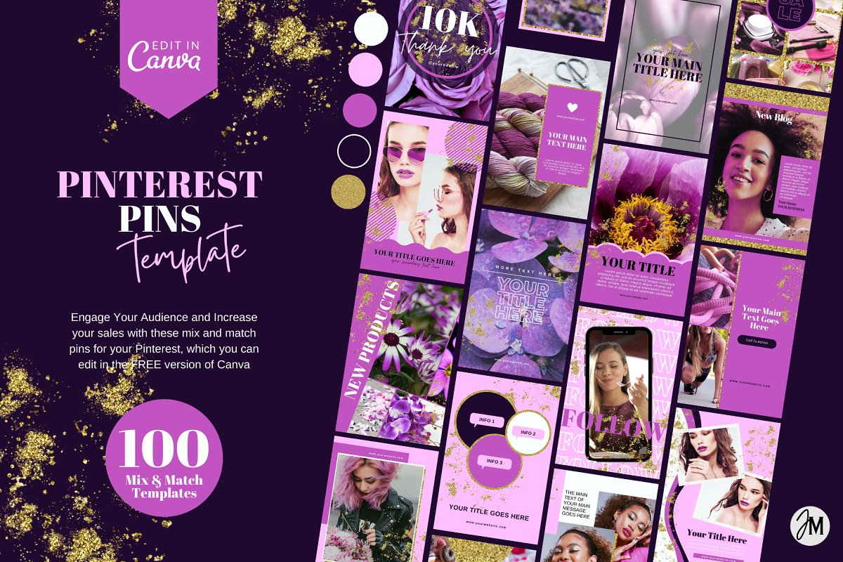 Cover image of Pinterest Pins Canva Templates.