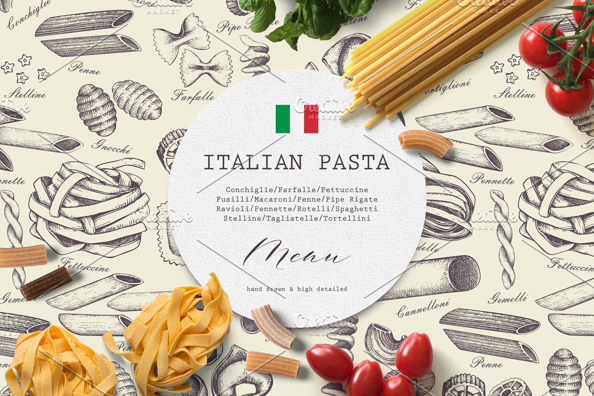 Italian menu preview.