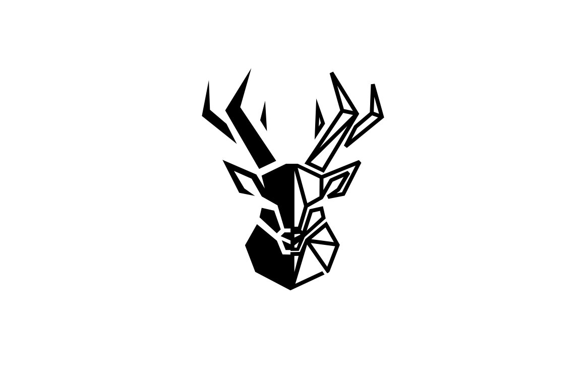 Black deer with ornament for your logo.in black.
