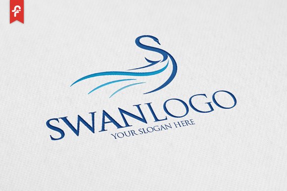 Delicate blue swan logo.