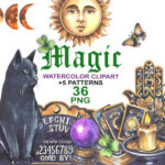 Magic Collection Watercolor Clipart Cover Image.