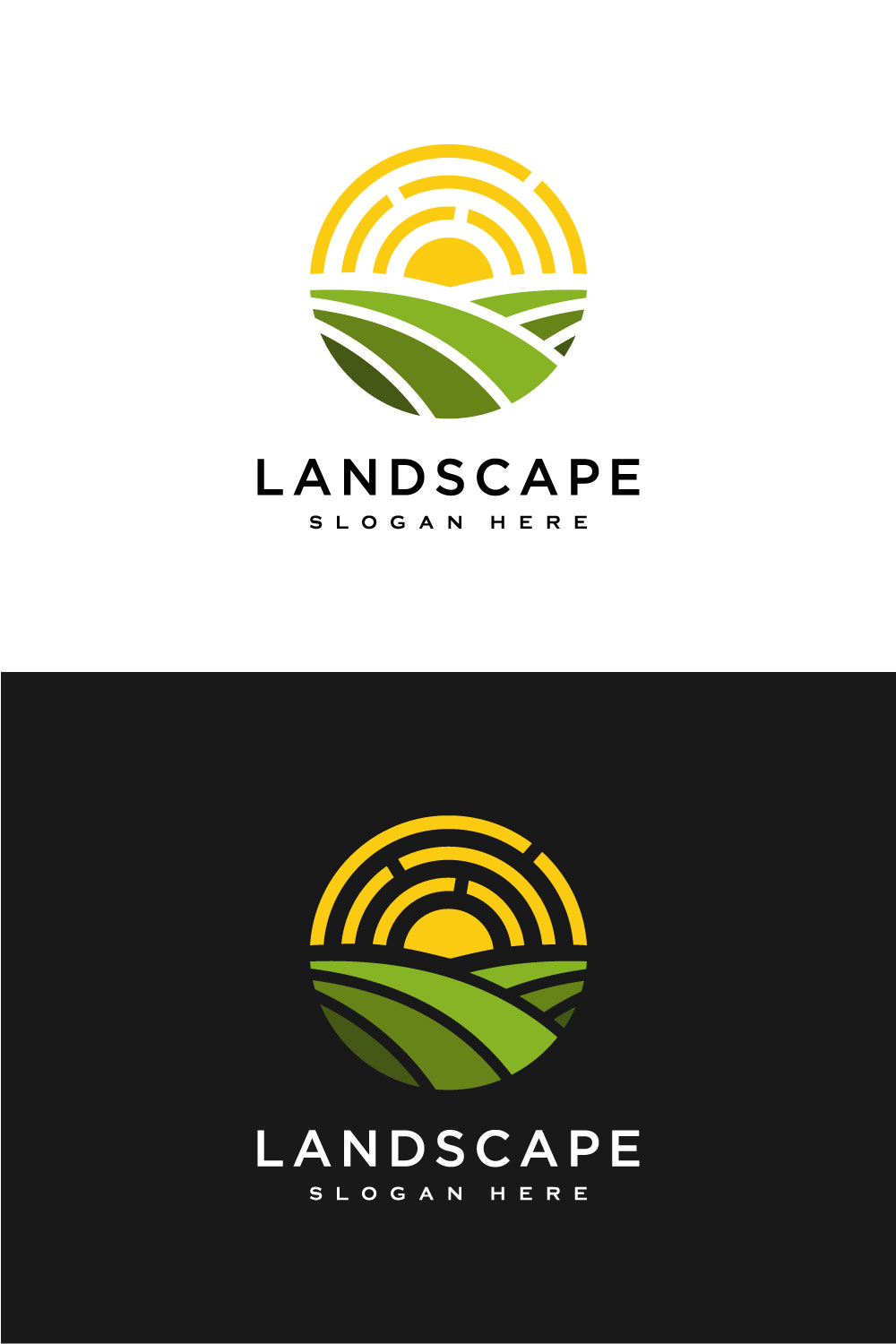 Landscape Sun Logo Vector Design pinterest.