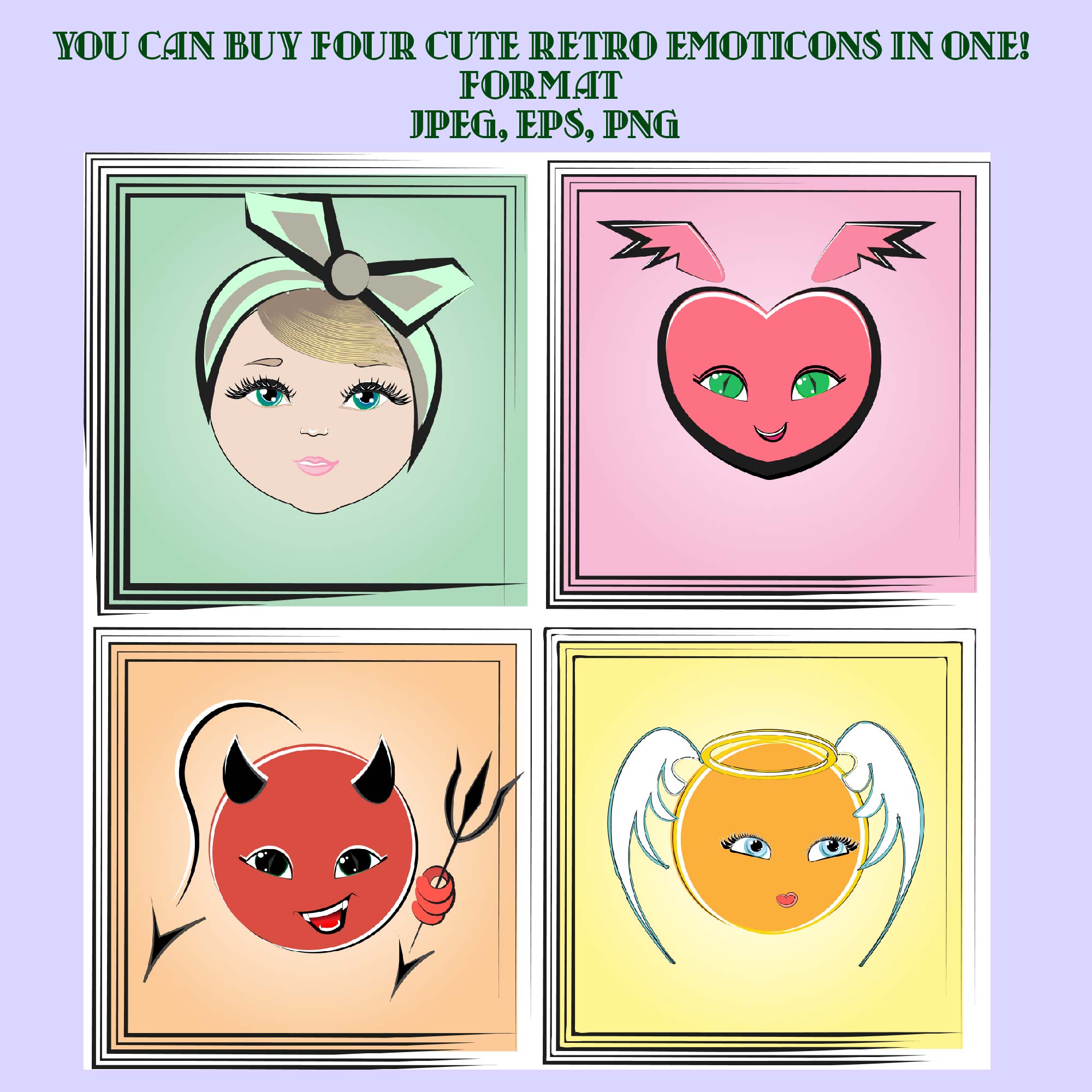 Four Emoticons in Retro Style cover image.