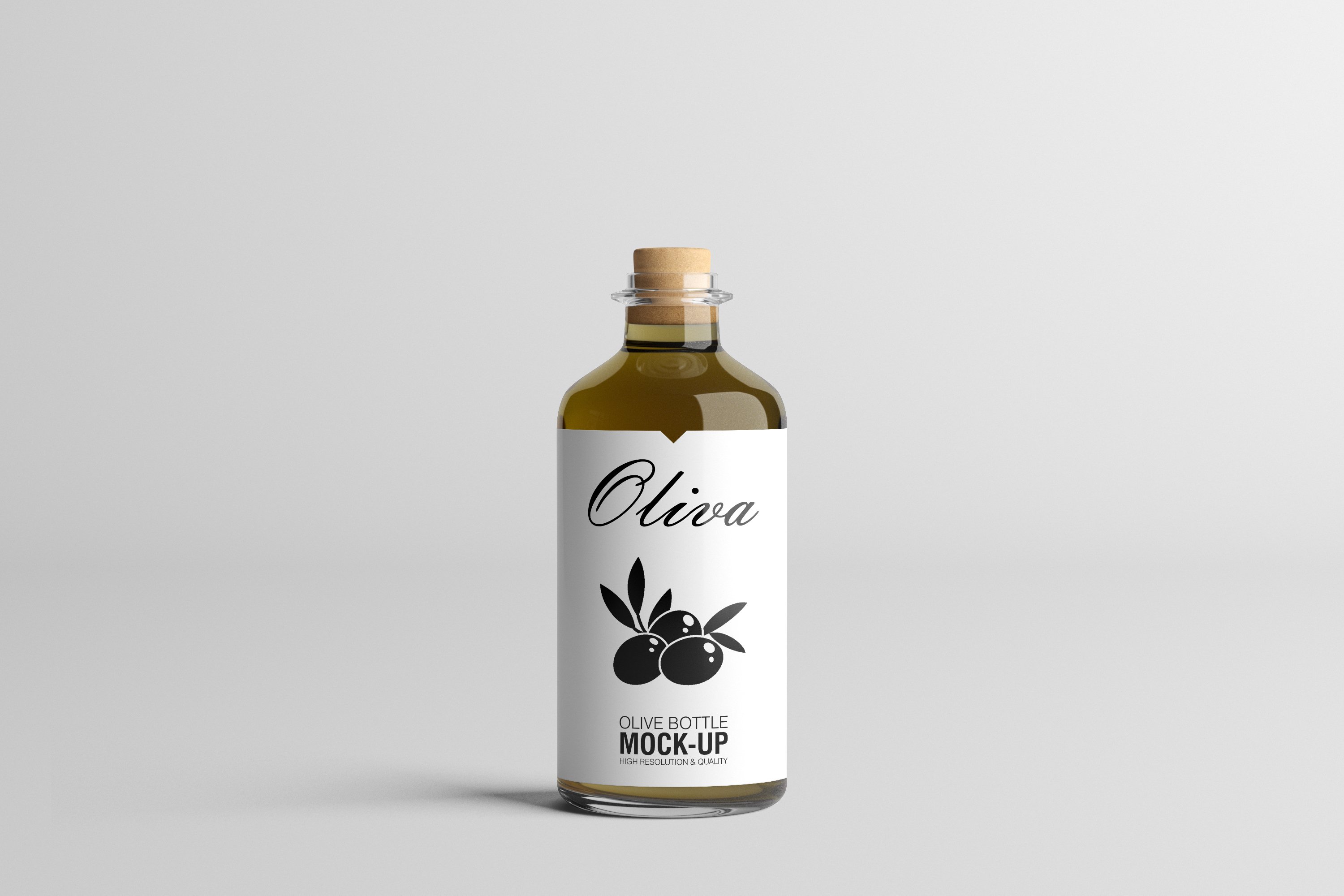 Stylish white label for olive oil with thematic logo.