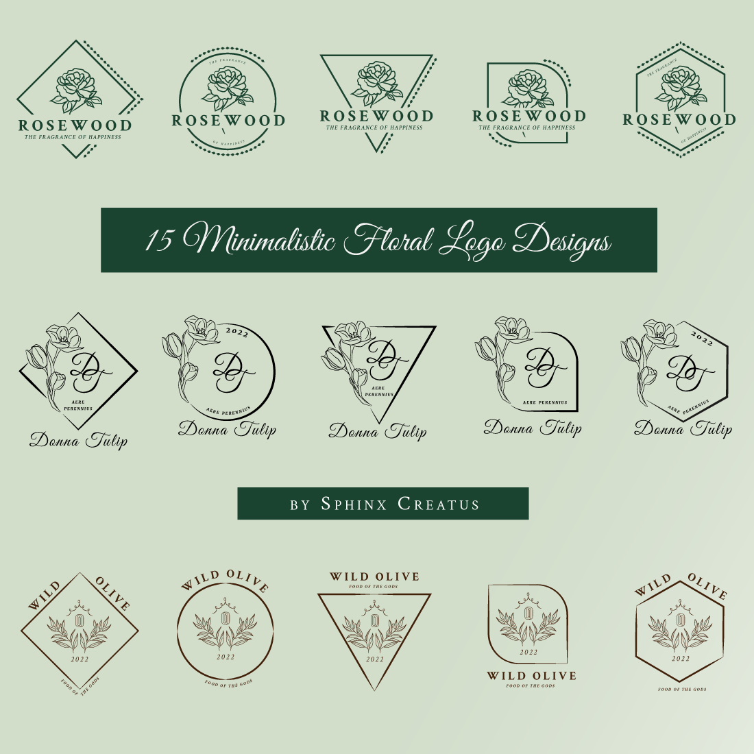 Minimalistic Floral Logo Designs [Sphinx Creatus] previews.