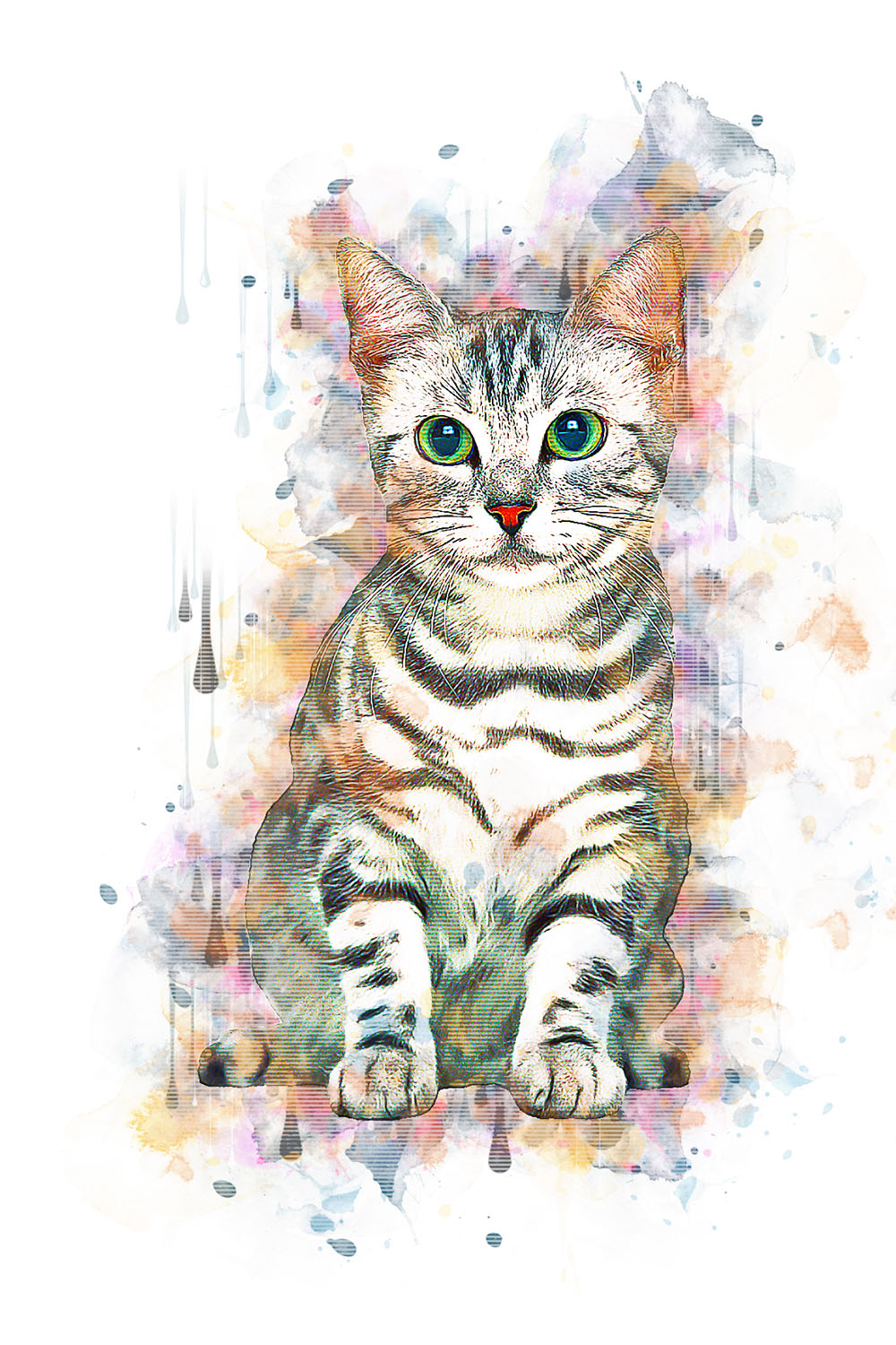 17 In 1 Moody Effect Photoshop Action Bundles Cat Portrait Example.