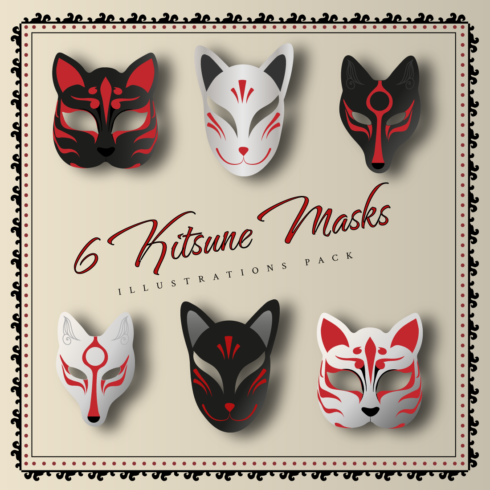 Kitsune Fox Masks Illustrations Pack cover image.