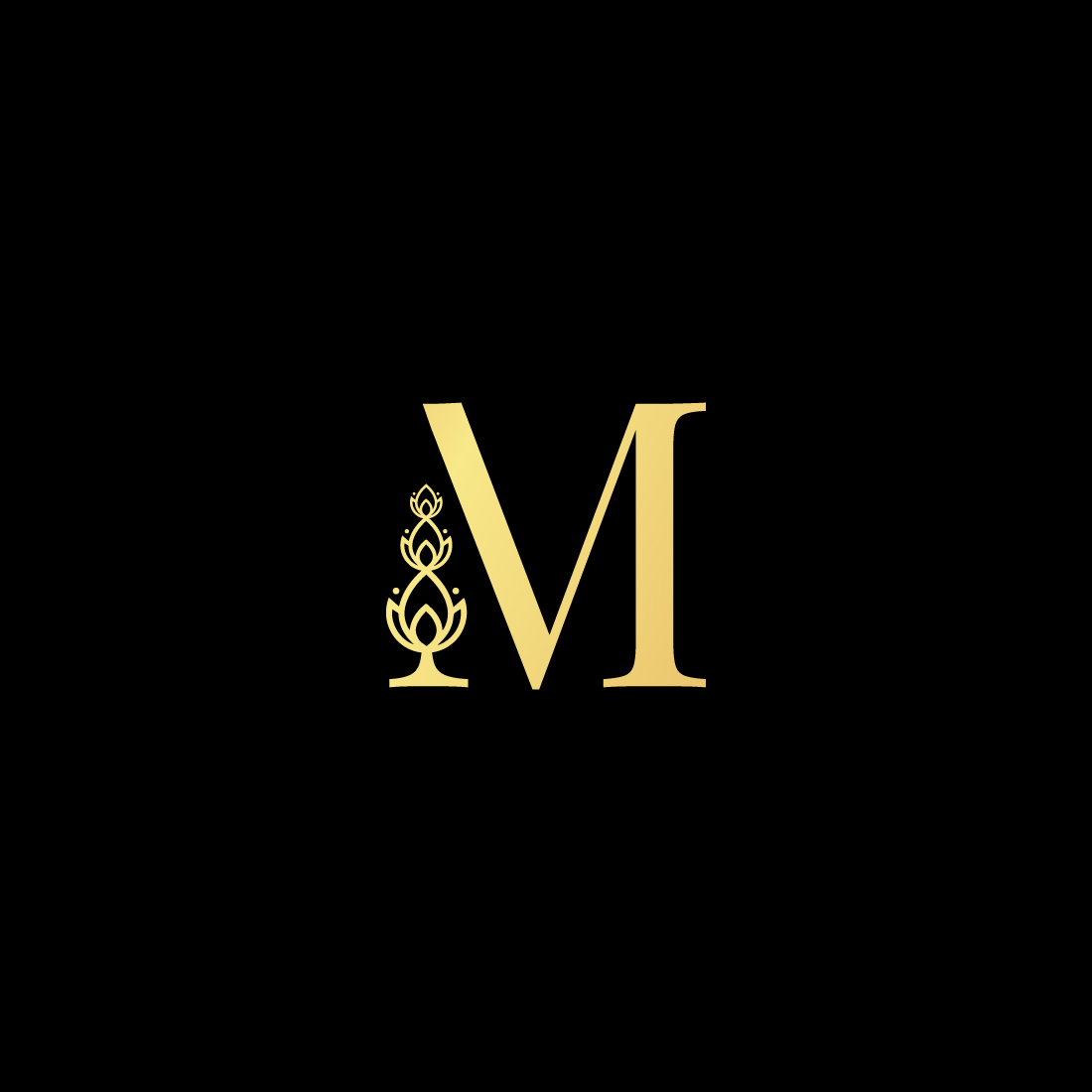 Gold letter m shield crown modern logo design Vector Image