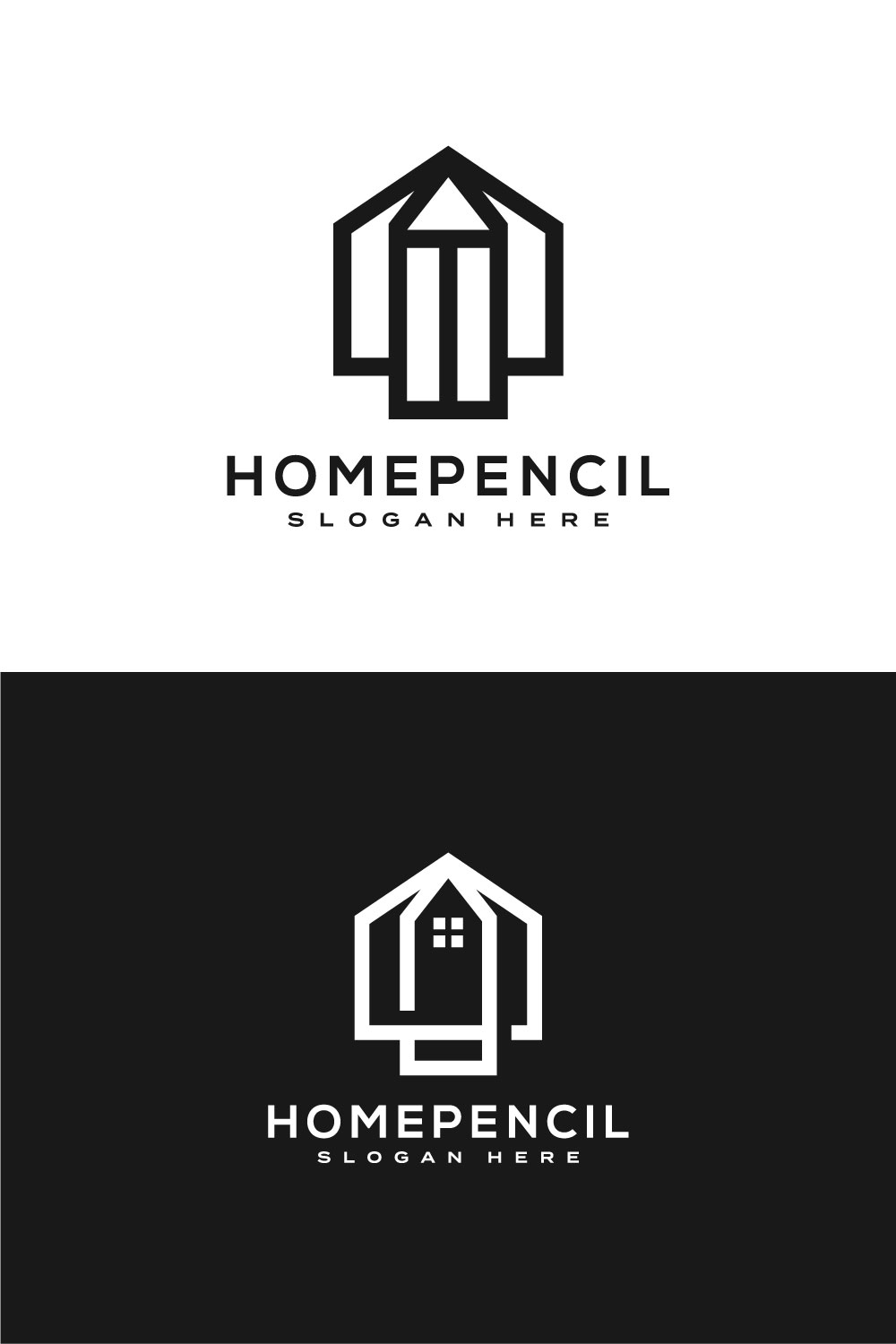 House Pencil Logo Vector Design Line Style pinterest