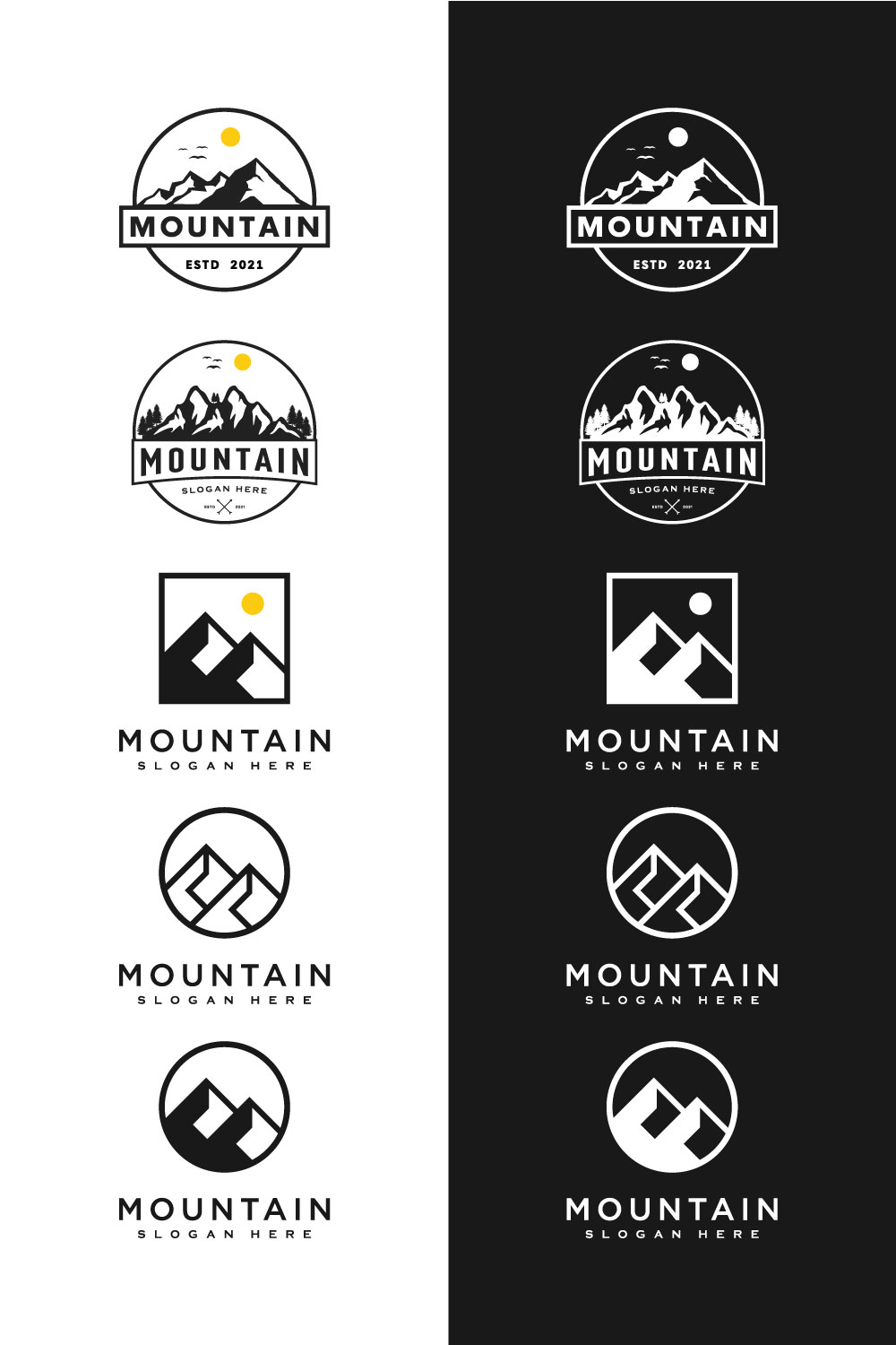 Set of Mountain Logo Vector Design Template pinterest.