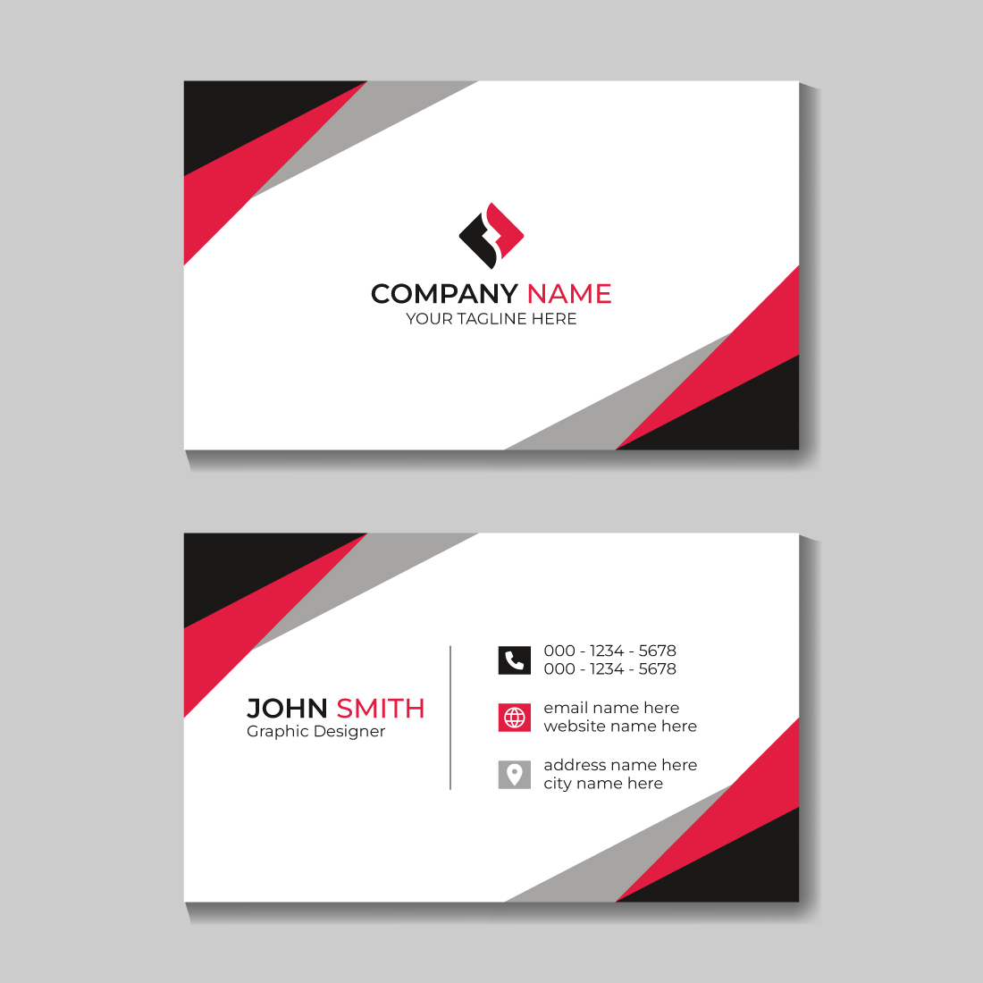 4 Corporate Modern Business Card Design Template Preview Image.