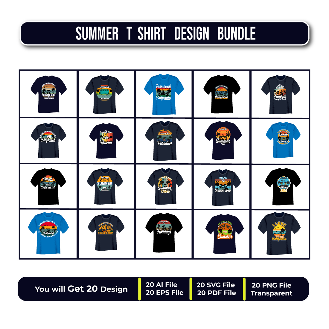 20 Summer T Shirt Design for $9 Only cover image.